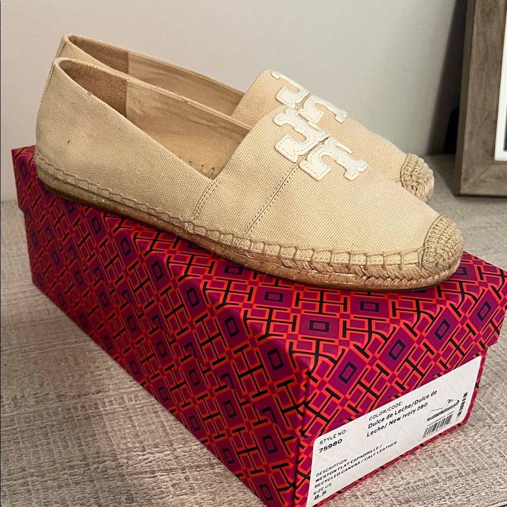 Tory Burch Beige Espadrille Flats